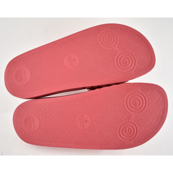 Gucci Deep Coral Red Rubber Quilted GG Logo Flat Pool Slide Slip On Sandal 36 - Picture 13 of 13